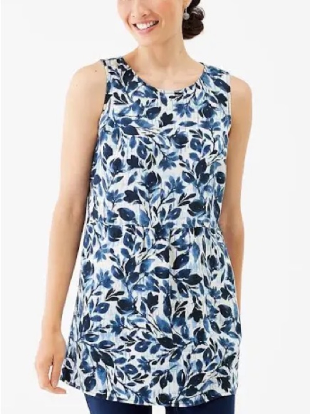 Like New Blue Floral Tunic Sleeveless Top from Pure J. Jill- 1X